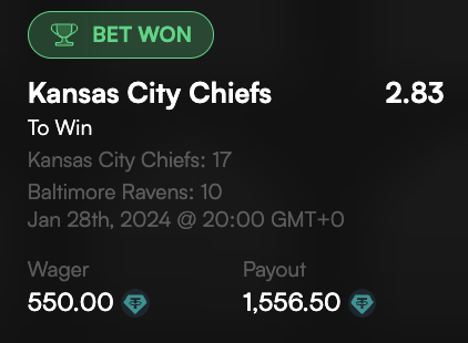 🏈#NFL
#Chiefs move to the super bowl!✅
Just follow the script, bet with @DivvyBet and profit!💰
app.divvy.bet/?referer=38GhB…

#KCvsBAL