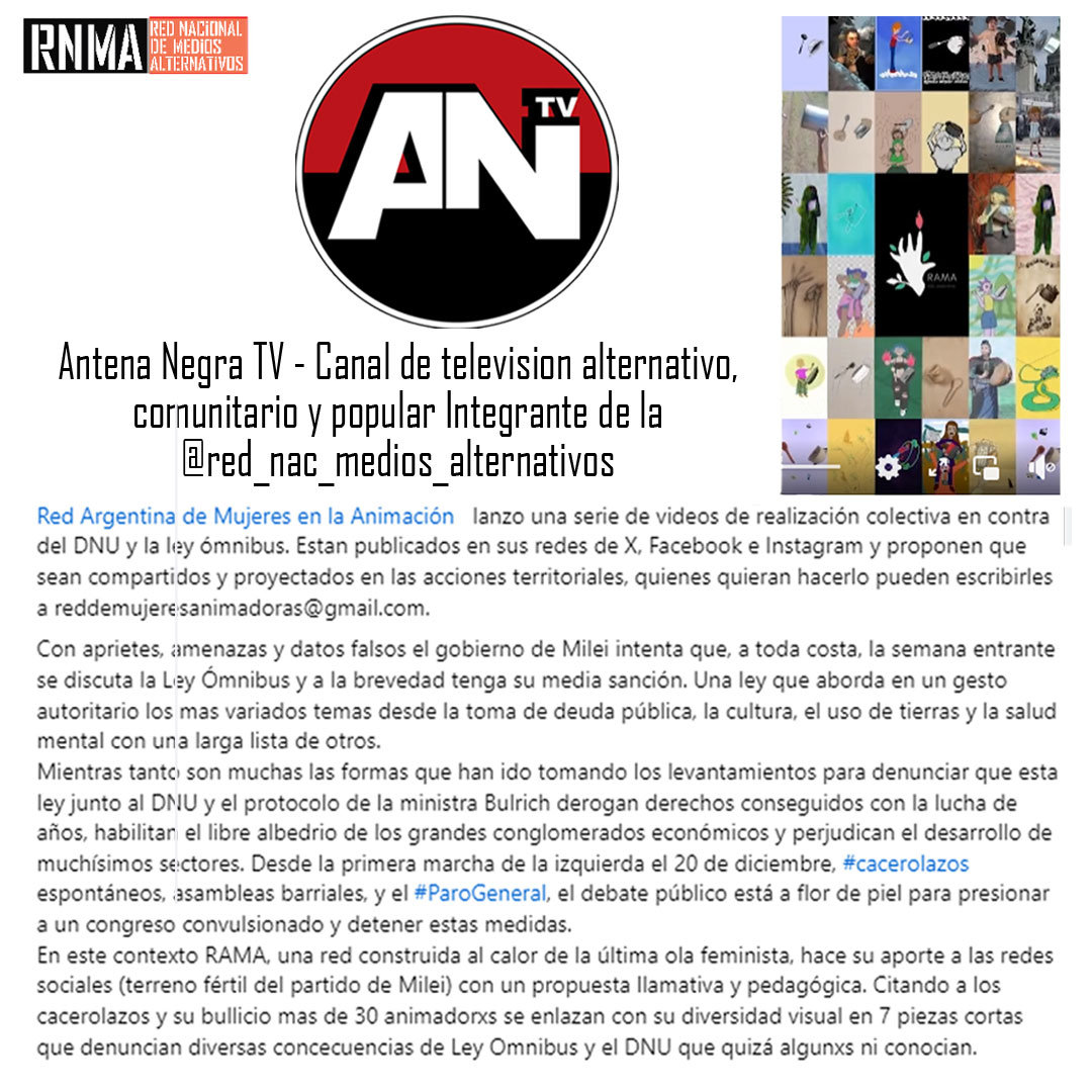 ⚫Muchas gracias <a href="/antenanegratv/">Antena Negra TV</a> por publicar nuestras acciones logrando que más voces se escuchen.🌐ANTENA NEGRA TV es un Canal alternativo, comunitario y popular, Integrante de la @RNMA_Arg  y recibe colaboraciones desde📌linktr.ee/antenanegratv
#DecimosNO