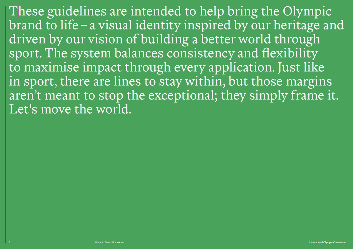 jdomito_'s tweet photo. This is probably the most complex and best-executed brand guidelines ever.

— THE Olympic Brand Guidelines

129 pages of brand standards. https://t.co/RjCboKZ0mi