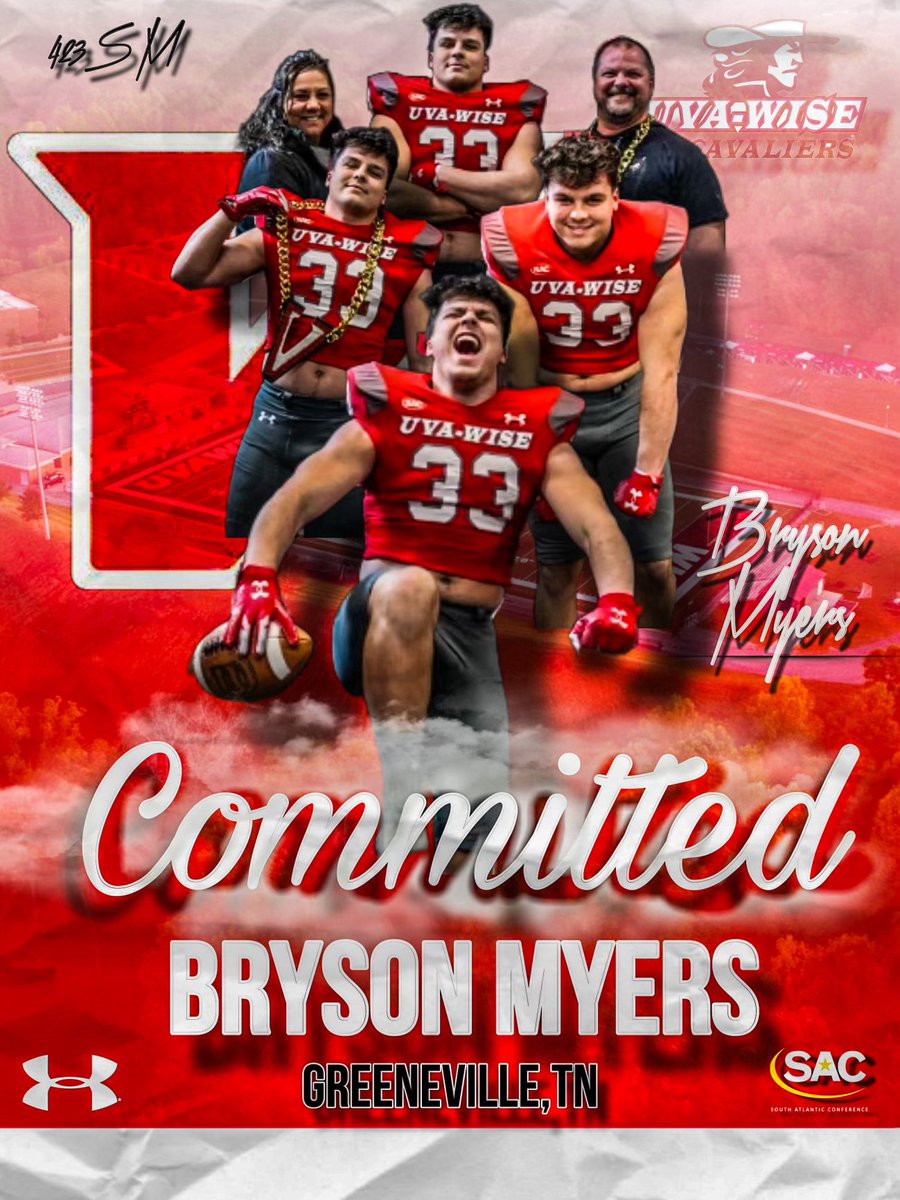 Bryson Myers (@brysonmyers33) on Twitter photo I am 100% committed to UVA-Wise. I am thankful for God, my family, my coaches, and everyone else that has been with me through this journey. <a href="/UVAWiseCavsFB/">UVA Wise Football</a> <a href="/CoachGouldLB/">Coach Gould</a> <a href="/CoachGaryBass/">Gary Bass</a> <a href="/GreeneDevilsFB/">GREENEVILLE FOOTBALL</a> <a href="/Spradlen2536/">Eddie Spradlen</a> <a href="/CoachTevaHarris/">Scott Harris</a> <a href="/CoachBGillespie/">Broderick Gillespie</a> <a href="/423sportsmedia/">Aarron Kyle</a> I am 100% committed to UVA-Wise. I am thankful for God, my family, my coaches, and everyone else that has been with me through this journey. <a href="/UVAWiseCavsFB/">UVA Wise Football</a> <a href="/CoachGouldLB/">Coach Gould</a> <a href="/CoachGaryBass/">Gary Bass</a> <a href="/GreeneDevilsFB/">GREENEVILLE FOOTBALL</a> <a href="/Spradlen2536/">Eddie Spradlen</a> <a href="/CoachTevaHarris/">Scott Harris</a> <a href="/CoachBGillespie/">Broderick Gillespie</a> <a href="/423sportsmedia/">Aarron Kyle</a>