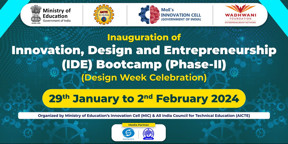 Got Shortlisted!! 🥳
for Innovation, Design and Entrepreneurship (IDE) Bootcamp (Phase-II) organized by @mhrd_innovation  @AICTE_INDIA and  @wadhwanif 

#idebootcamp24 #AICTEbootcamp24 #micIDEB24
@PMOIndia @EduMinOfIndia @narendramodi_in @dpradhanbjp @abhayjere