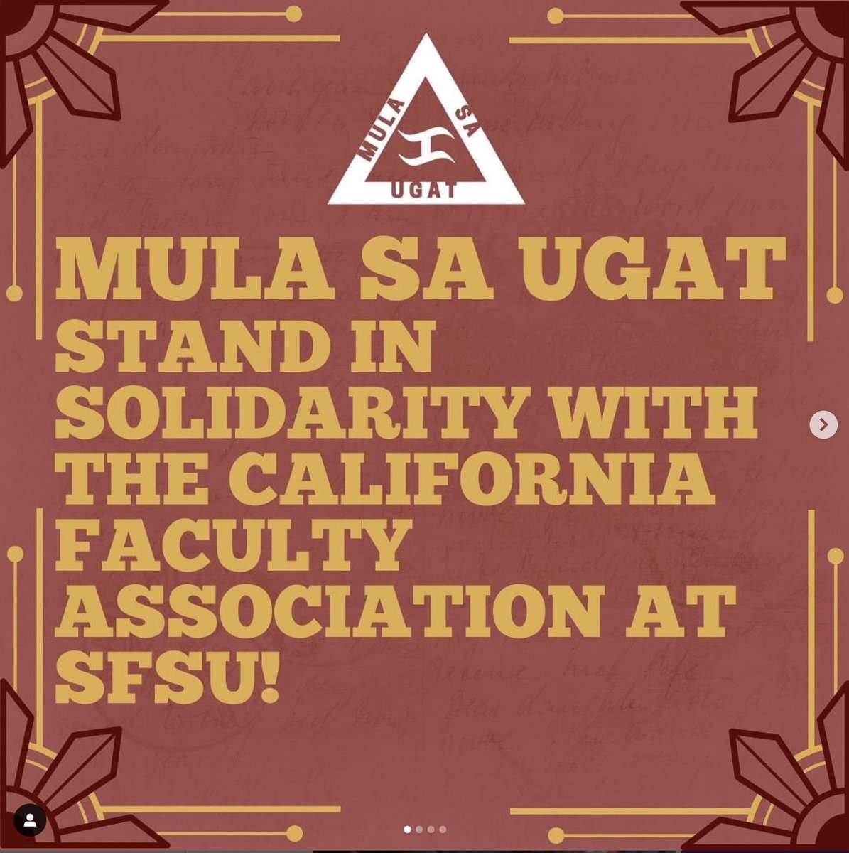 We stand together, League of Filipino Students and Mila Sa Ugat! The movement on our campus is powerful, our students are powerful, solidarity is powerful. ❤️

See this Instagram post by @cfasfstate instagram.com/p/C2pvM0kJq8F/…
