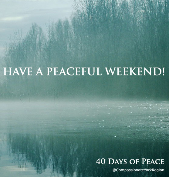 CompassionateYR's tweet photo. Have a peaceful weekend! 💚

Read books or watch some documentaries on peace ☮

#compassionateyorkregion
#charterforcompassion
#40daysofpeacecompassionaterichmondhill
#40daysofpeacecharterforcompassion https://t.co/gZB8TYp4Fa