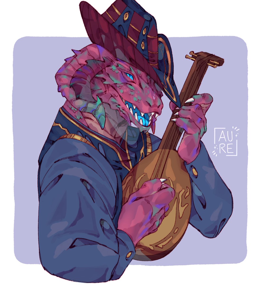 aureritart's tweet photo. another part!! yay!!! I'm weak for bards---
This shiny and beautiful Tav belongs to @coffebred ! 
///
#BG3 #bg3tav #bg3fanart #baldursgate3 #tav #ArtistOnTwitter #digitalart #bard #dragonborn #auredrawstav https://t.co/MGclQxudQN