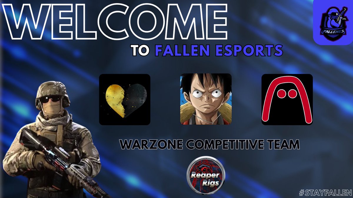 Welcome to the #FallenFamily , our newest #Warzone team!

<a href="/MykeCS_/">MykeCS</a> 
@BecnelXbl 
@kingHeartless_1 

Can't wait to see what these guys bring!

Sponsored by <a href="/REAPER_RigsPCs/">Reaper Rigs</a> 

{#StayFallen}
