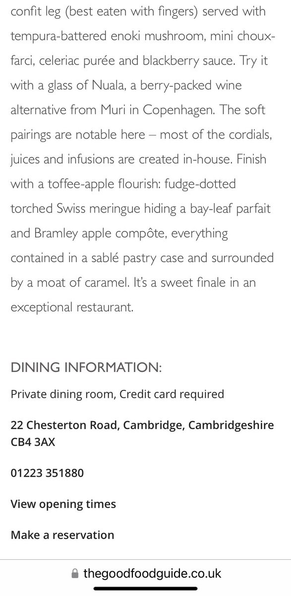 New review of @Restaurant22Cam in the @GoodFoodGuideUK . What a great review @samcarter_22 .