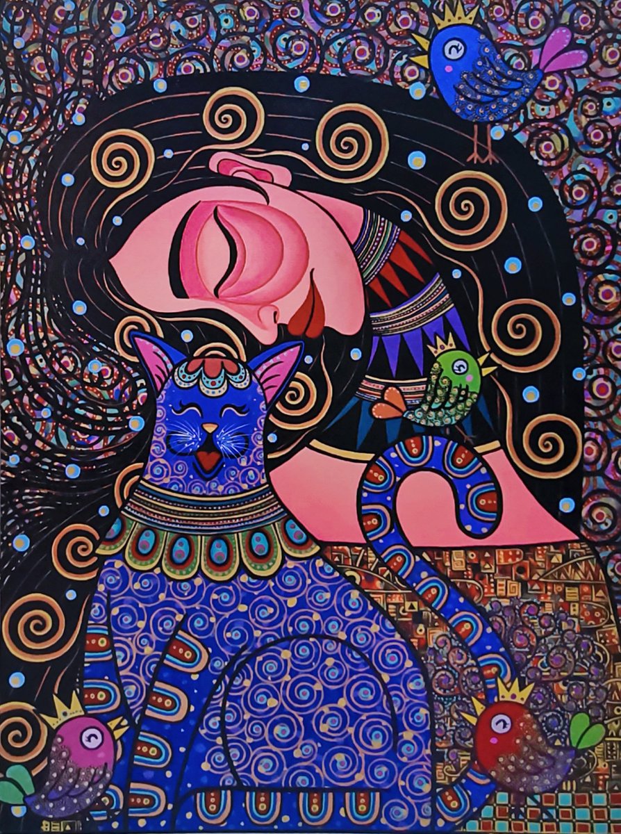 Name of work: "True Happiness # 6  "
Artist: Chayanisa Sriwichainan
Size: 60 × 80 cm
Technique: Acrylic painting on canvas
Concept: Happiness doesn't require much. Happiness is on your side. happiness from love  Relationships in everyday life #paintings #art #artist #artgallery