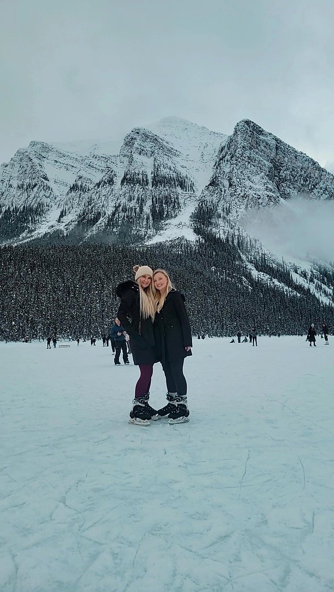 Sisters in a winter wonderland. 🥰 #Banff #lakelouise