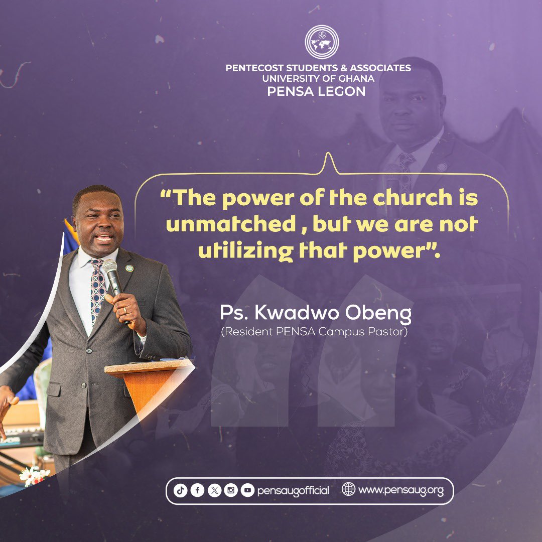 pensaugofficial's tweet photo. 📸|| Excerpts from Sunday Service by Pastor Kwadwo Obeng (Resident PENSA Campus Pastor).
⛪|Lizalex (Behind Elizabeth Sey Hall)
#Sundayservice
#Unleasedtotransform
#PENSAUG
#MaximumImpact https://t.co/7mIdsaFcPl
