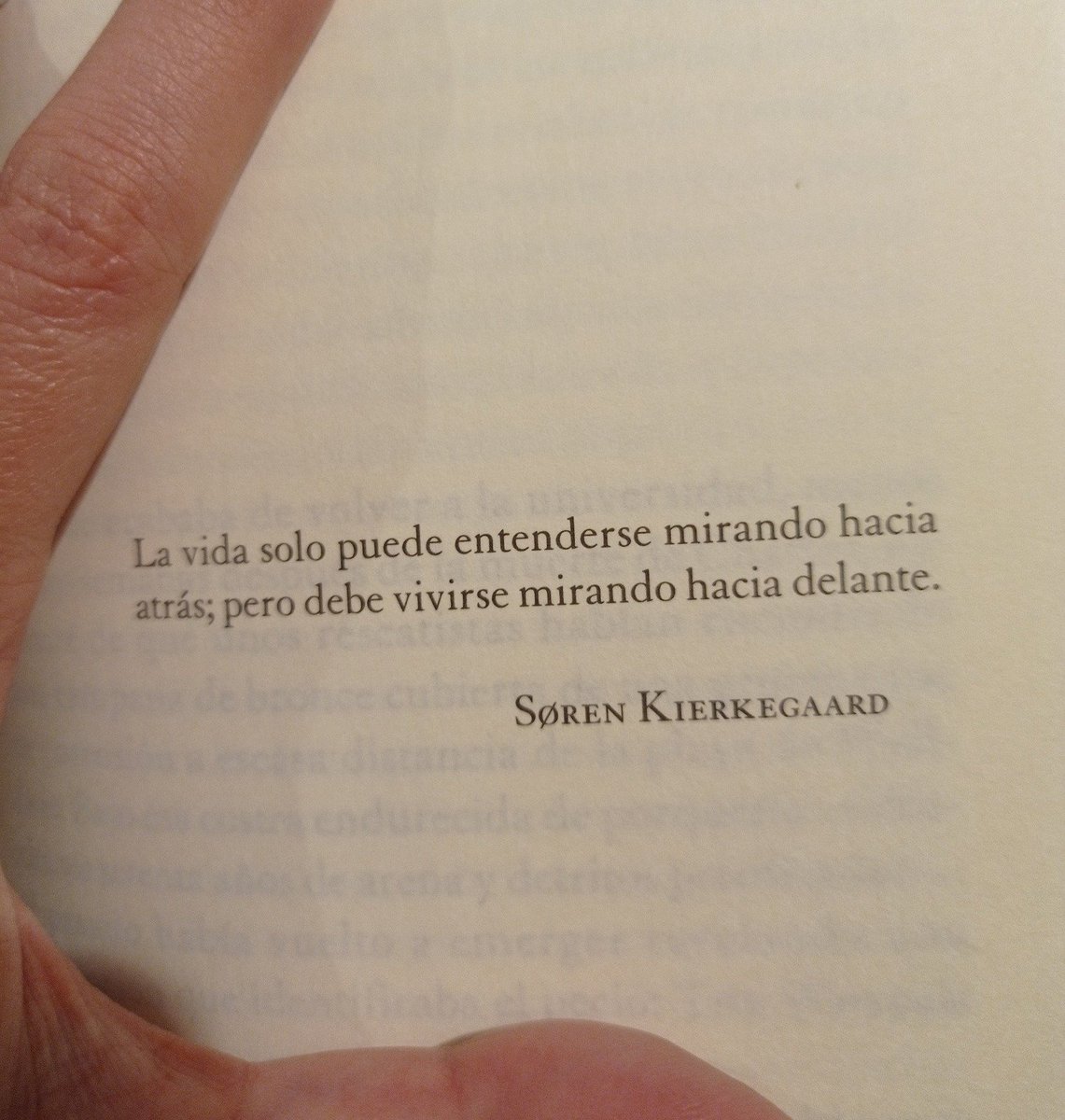 "La vida solo puede entenderse mirando hacia atrás; pero debe vivirse mirando hacia delante."

- Søren Kierkegaard