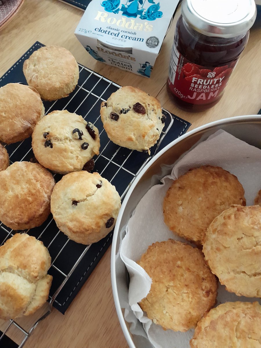 Full-on gardening day, ended with roast chicken, then baking. Three types of scones, quickly disappearing. Tom loves the sweet, Adam loves the cheese, perfect! Recovery time tomorrow as I'm on annual leave :-) #outofoffice