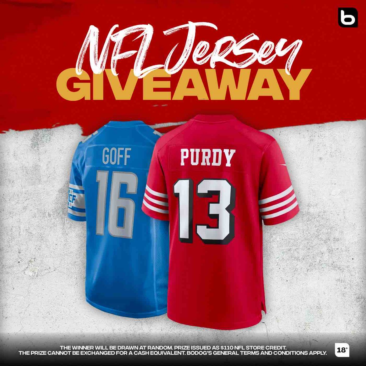 Ozoon_CA's tweet photo. 🚨🏈  BODOG NFL  JERSEY GIVEAWAY!

We’ve got another FREE jersey to give out! 😎

🔁 this and tell us who wins the Lions vs 49ers game and if you guess correct,  you’ll be entered into the draw for an NFL jersey!

#DETvsSF ➡️ https://t.co/8draxYwSn1 https://t.co/ZzfZj0RSlJ