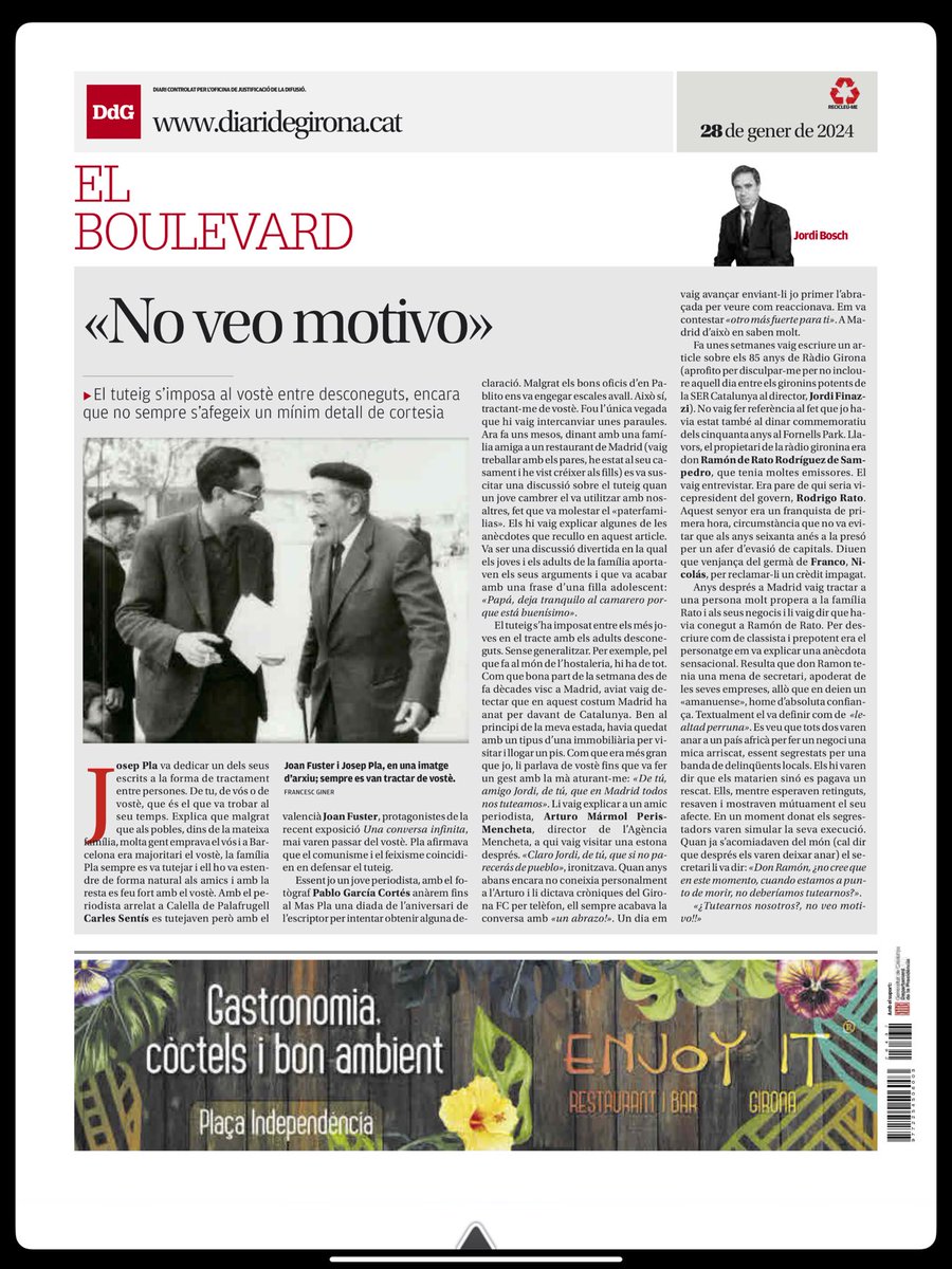 El meu article de tots els diumenges al ⁦<a href="/DiarideGirona/">Diari de Girona</a>⁩