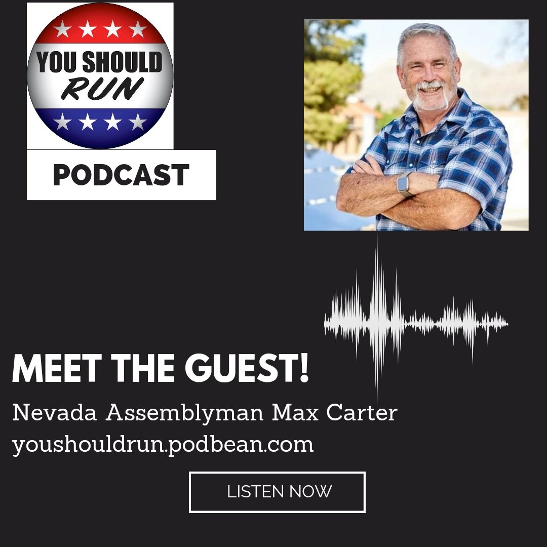 If it's Sunday, it's time to Meet the Guest! Listen as Nevada Assemblyman Max Carter joins the You Should Run Podcast to discuss topics like mental health, empowering women in politics, and the value of state government, all at: youshouldrun.podbean.com/e/nevada-assem…