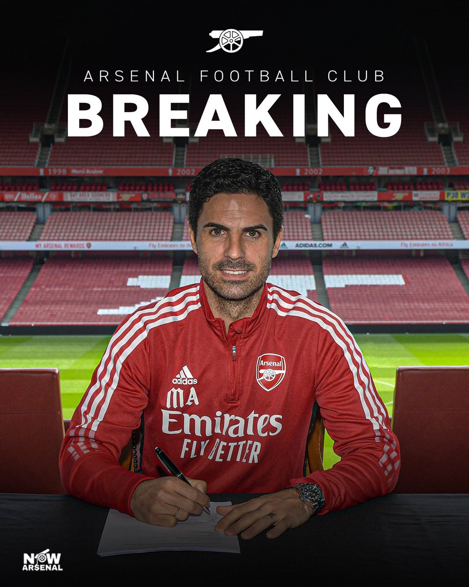 now_arsenaI's tweet photo. 🚨Mikel Arteta is close to signing a new contract at Arsenal.

[@MoArsenal86] #afc https://t.co/eqysL619Ch