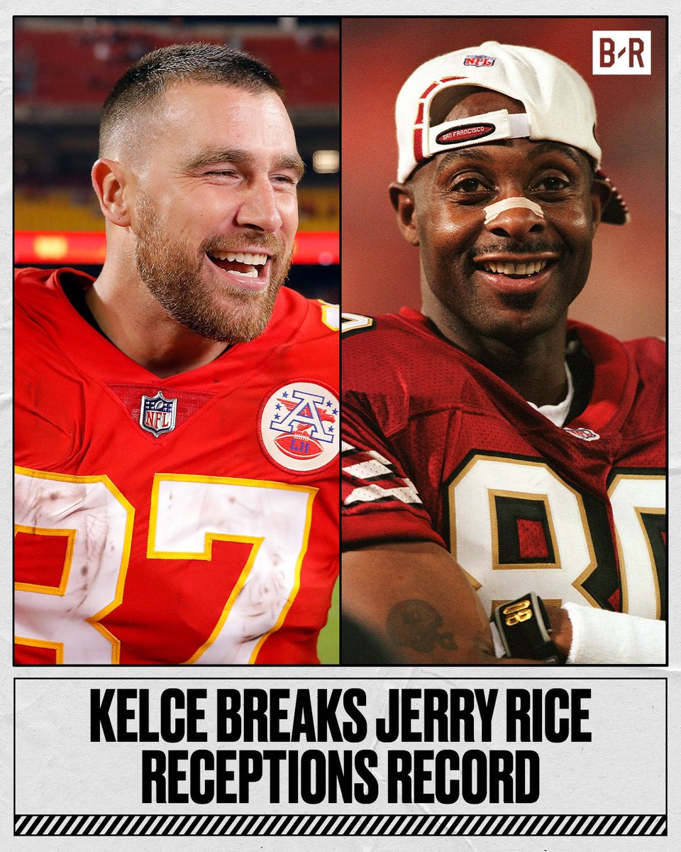 Travis Kelce passes Rice for the MOST postseason receptions in NFL history (152) 🙌