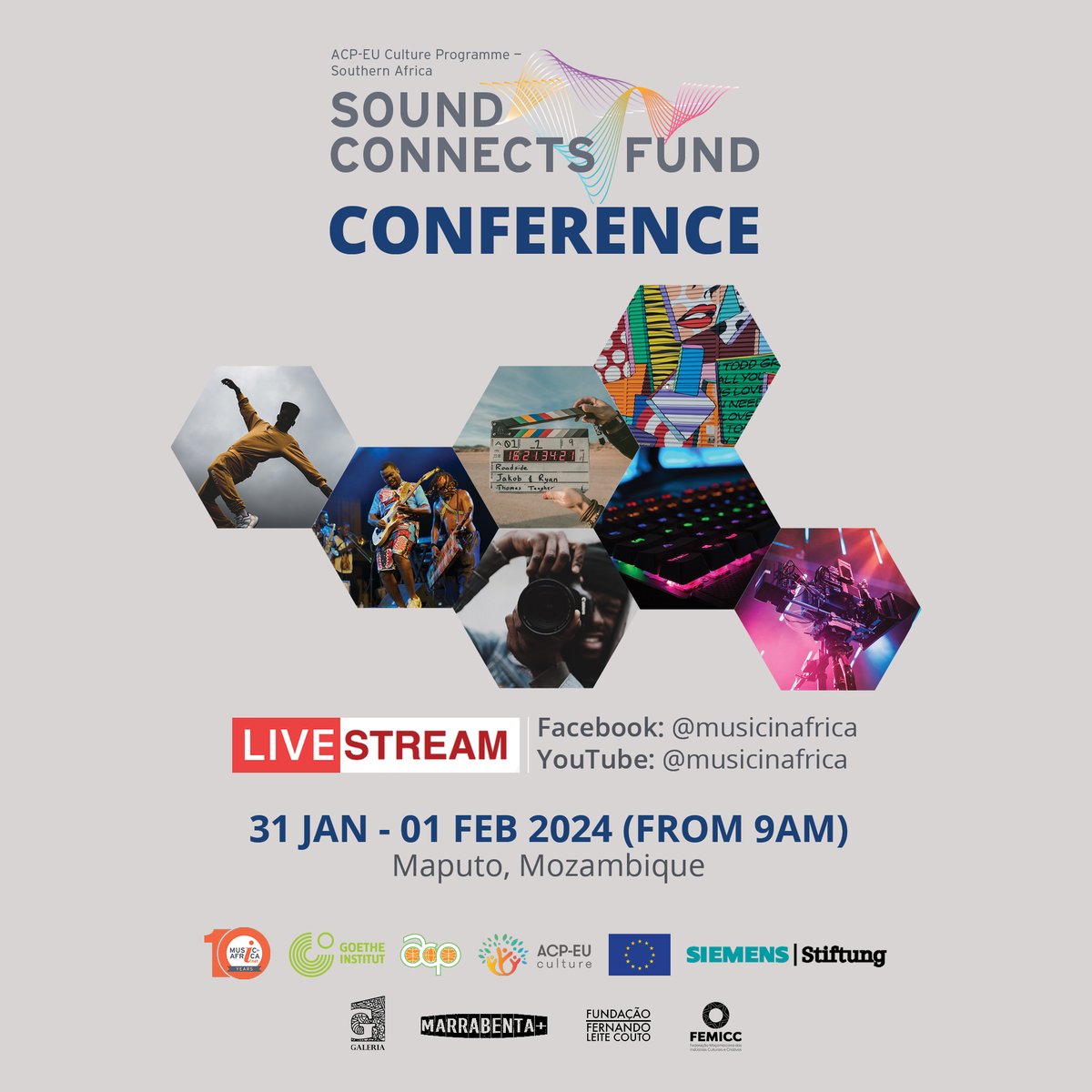 acpeuculture's tweet photo. The #SoundConnects Conference will kick off on 31 Jan. in #Maputo 🇲🇿!

What's on?
👉🏾sound panel discussions
👉🏾success stories by grantees

Join us live on 31 Jan &amp; 1 Feb
👉🏾https://t.co/sVaGOSEtEd (Youtube)
👉🏾https://t.co/miptchOKys (Facebook)

More info 👉🏾https://t.co/8OvVzh9Rpy https://t.co/Mf2Ai2Bf3f