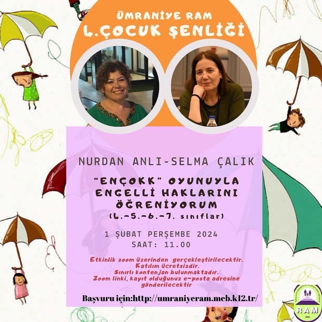 @umraniyeram tarafından bu yıl dördüncüsü gerçekleştirilecek olan Çocuk Şenliğin'de 1 Şubat 2024'de çocuklarla "ENÇOKK" dijital oyunumuzu oynayıp, çocuk katılımı ve  engelli hakları üzerine konuşacağız. #ENÇOKK  #engellilik #spinabifida #kutuoyunu #mobiloyun <a href="/trspinabifida/">Türkiye Spina Bifida Derneği</a>