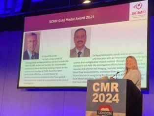 Congratulations to the @SCMRorg Gold Medalists, Drs @DavidBluemke and Raad Mohiadin. They received the highest honor of our society in recognition for they outstanding contributions to the field of #whyCMR @chiarabd @vass_vassiliou @DavidBluemke @EACVIPresident @EscrOffice