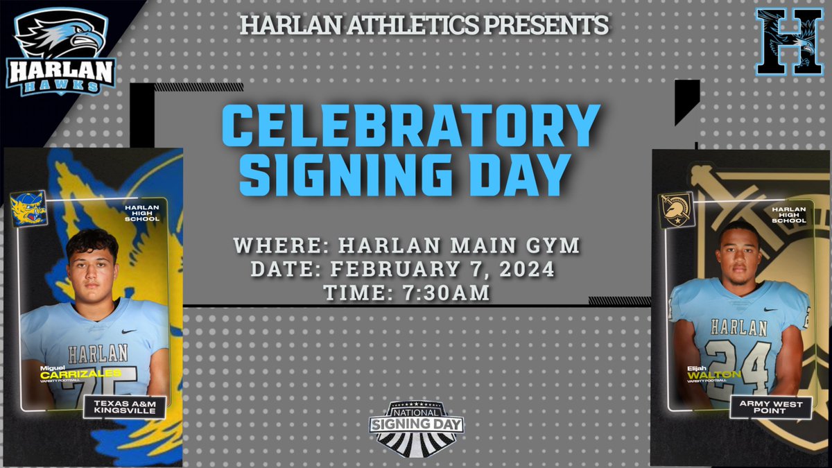 Hawk Nation! We are excited to announce and celebrate our student-athletes that have decided to further their academic and athletic careers. You are cordially invited, we look forward to seeing you there. <a href="/coachesalas/">Eddie Salas</a> <a href="/NISDHarlan/">Harlan High School</a> <a href="/NISD_Athletics/">NISD_Athletics</a> <a href="/HawksPrideSA/">Hawks Pride Sports Association</a> <a href="/NISD/">Northside ISD</a>