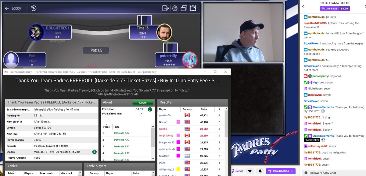 Poker #FreeRoll 45 minutes left in Late Registration twitch.tv/padrespatty stockpokeronline dot com