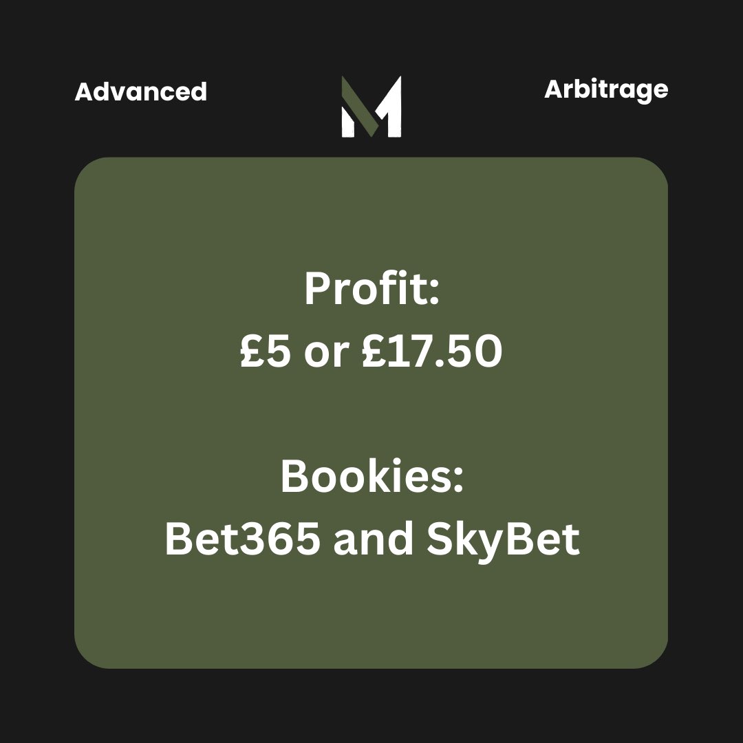 MBMastermind's tweet image. Arbitrage 🚨 

£5 or £17.50

Bet365 and SkyBet

#MatchedBetting #Arbitrage #RiskFree #SideHustle #UKSideHustle #FreeMoney #BetandGet #Profit