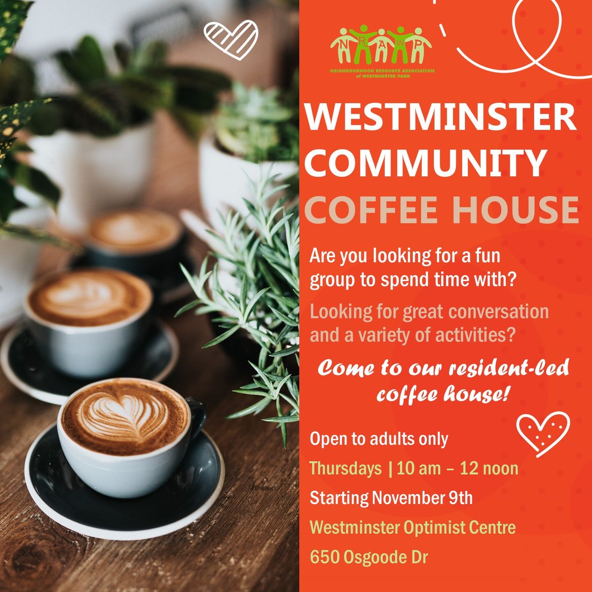 Looking to connect with some fellow Westminster residents??  Check out the Coffee House