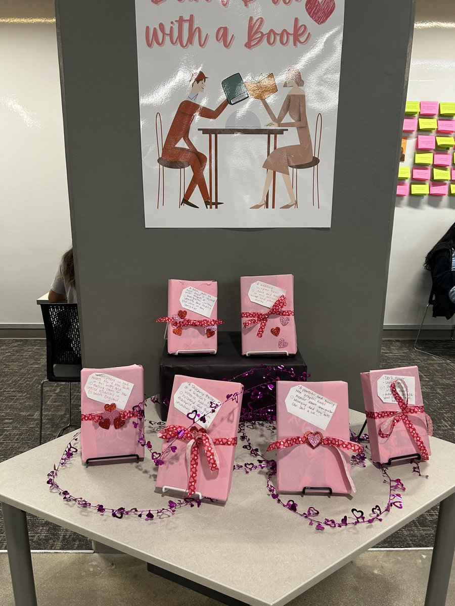 Blind date with a book (wrapped by my crafty aides)! What programming do you have happening this month? #highschoollibrarian #schoollibrarian