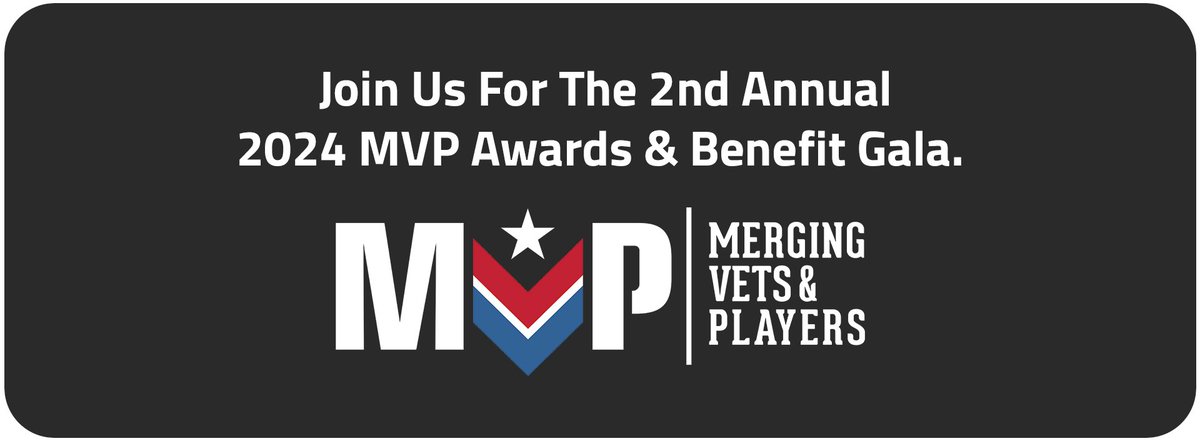 Help us make a difference in the lives of veterans, athletes, and their families by attending the 2nd Annual 2024 MVP Awards & Benefit Gala in April!! @VetsandPlayers April 13th, 2024 6 PM - 11 PM The Sports Academy At The Star 3800 Gaylord Pkwy #120 Frisco, Texas 75034 Black…