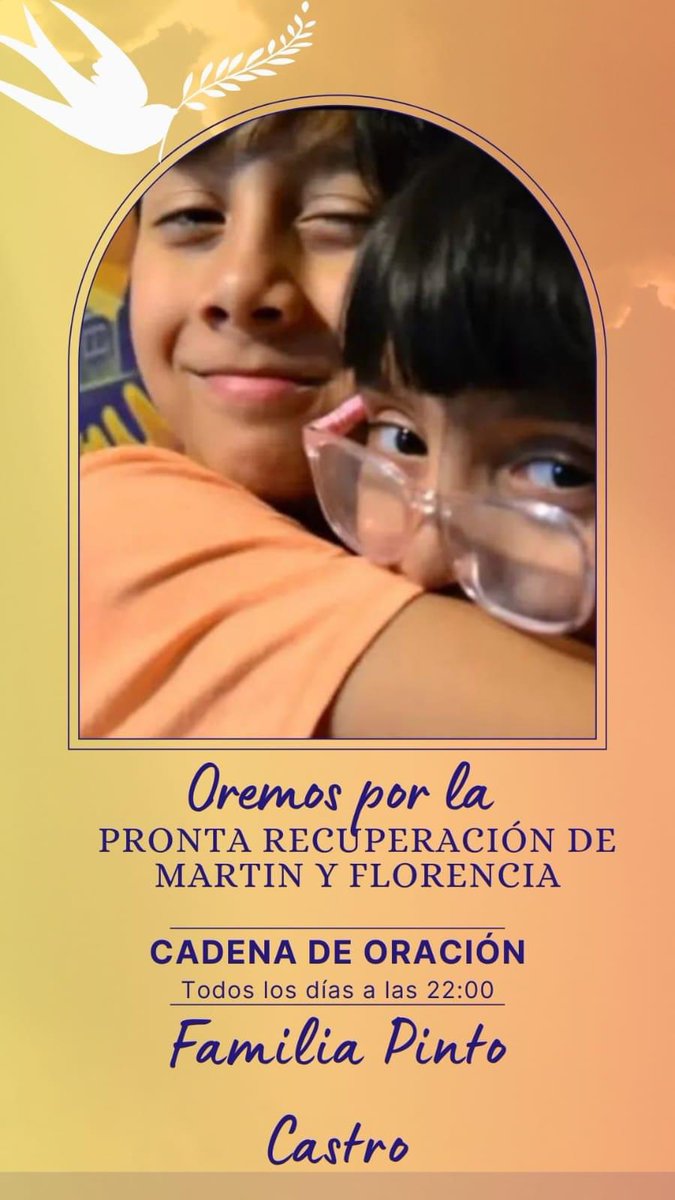 mmeza's tweet photo. Todos orando por  los pequeños Florencia y Martin ! 
A las 22 horas https://t.co/HZY1Tgsfeh