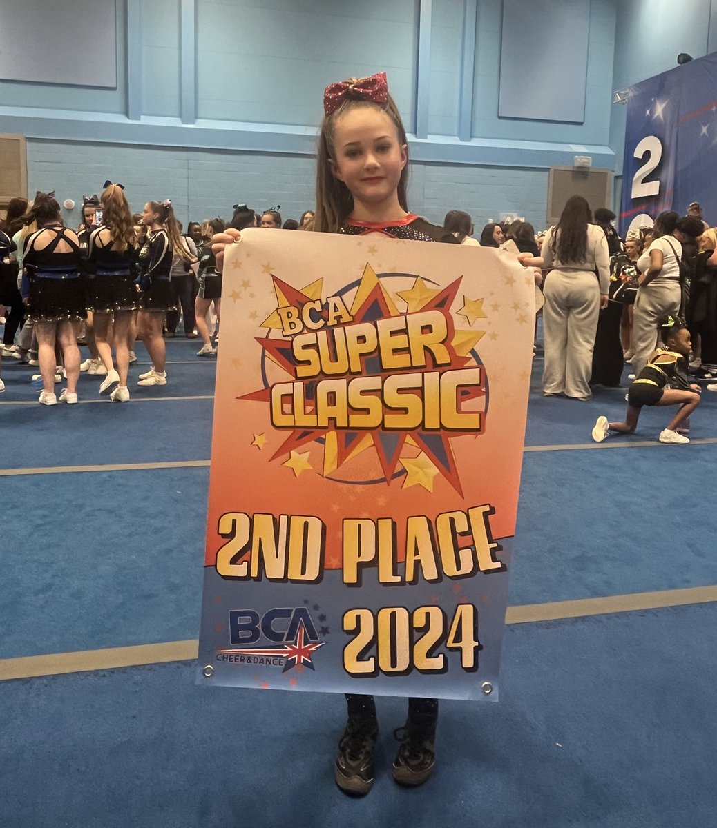 Fabulous time today for Phoebe and her Senior Cheer team Flare Girls at British Cheerleading Association Super Classic Competition 2nd Place and missed out on 1st by 0.78% @stjohnsmiddle @sjmspe