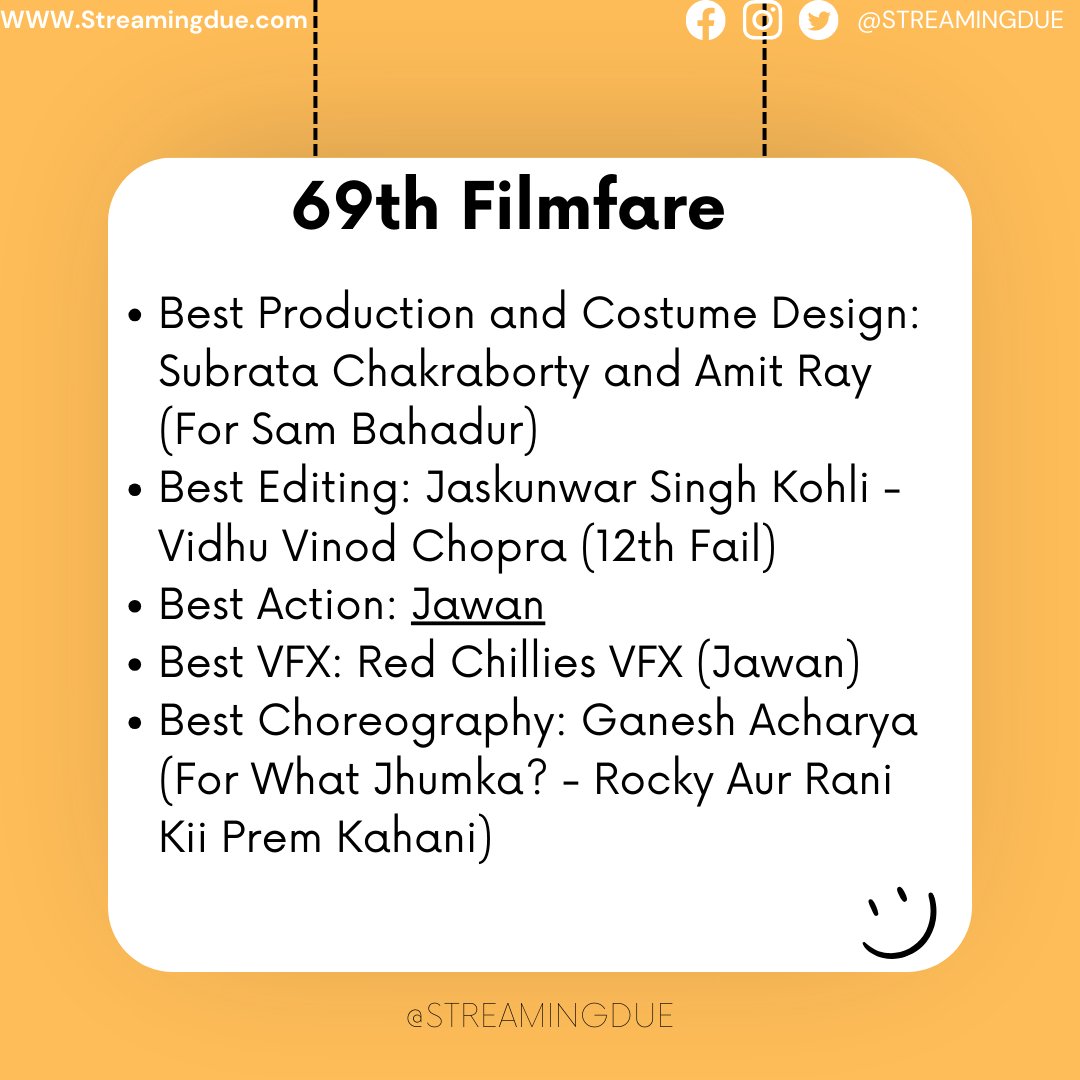 #FilmfareAwards2024 Full List

#69thNationalFilmAwards 

1/2