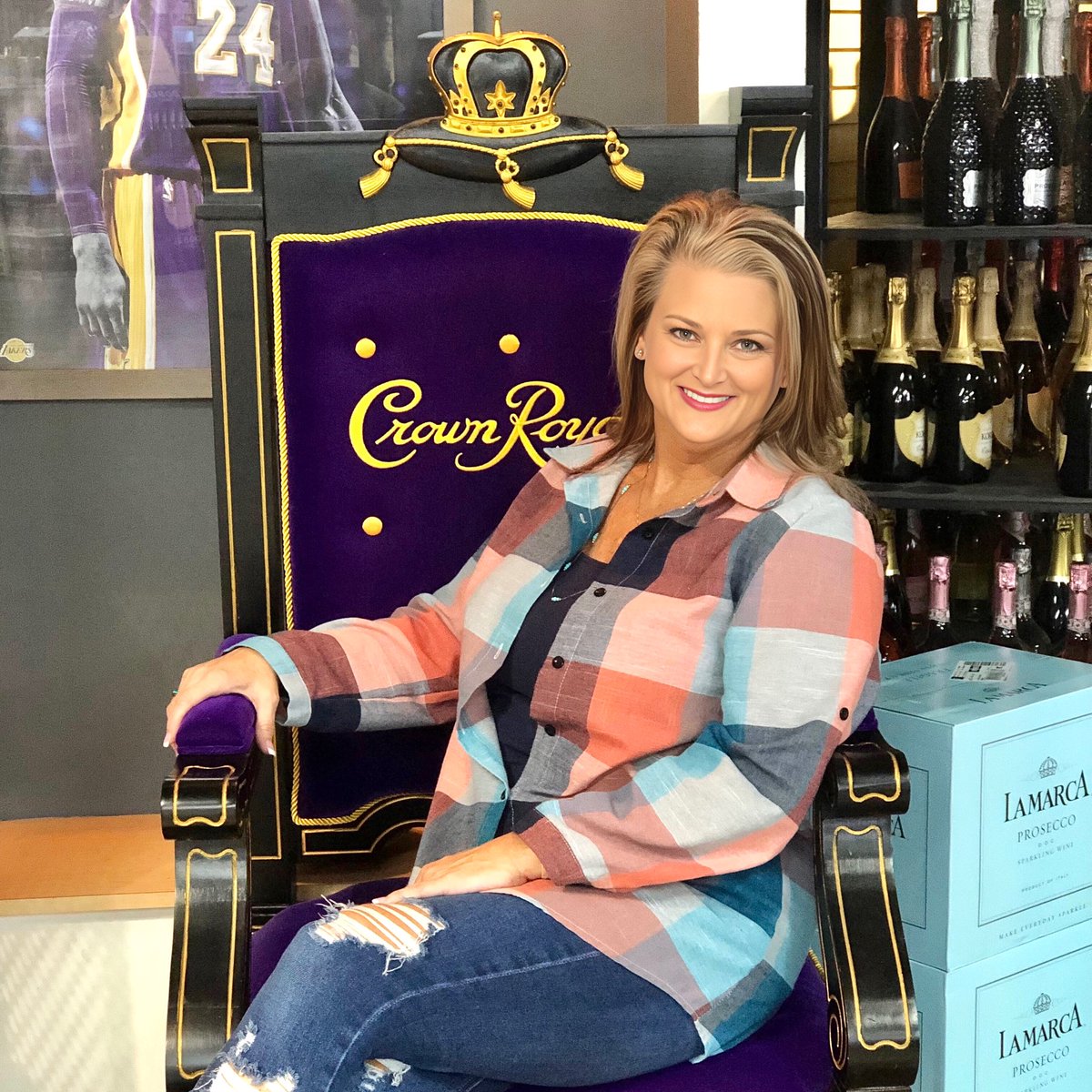 The Queen Sits On Her Throne… 
#crownroyal #whiskey #canadianwhiskey #shenanigans #queen #throne #royalty #wine #shopping #atl #weekend #weplaytoomuch #stonemountain #atlanta #georgia