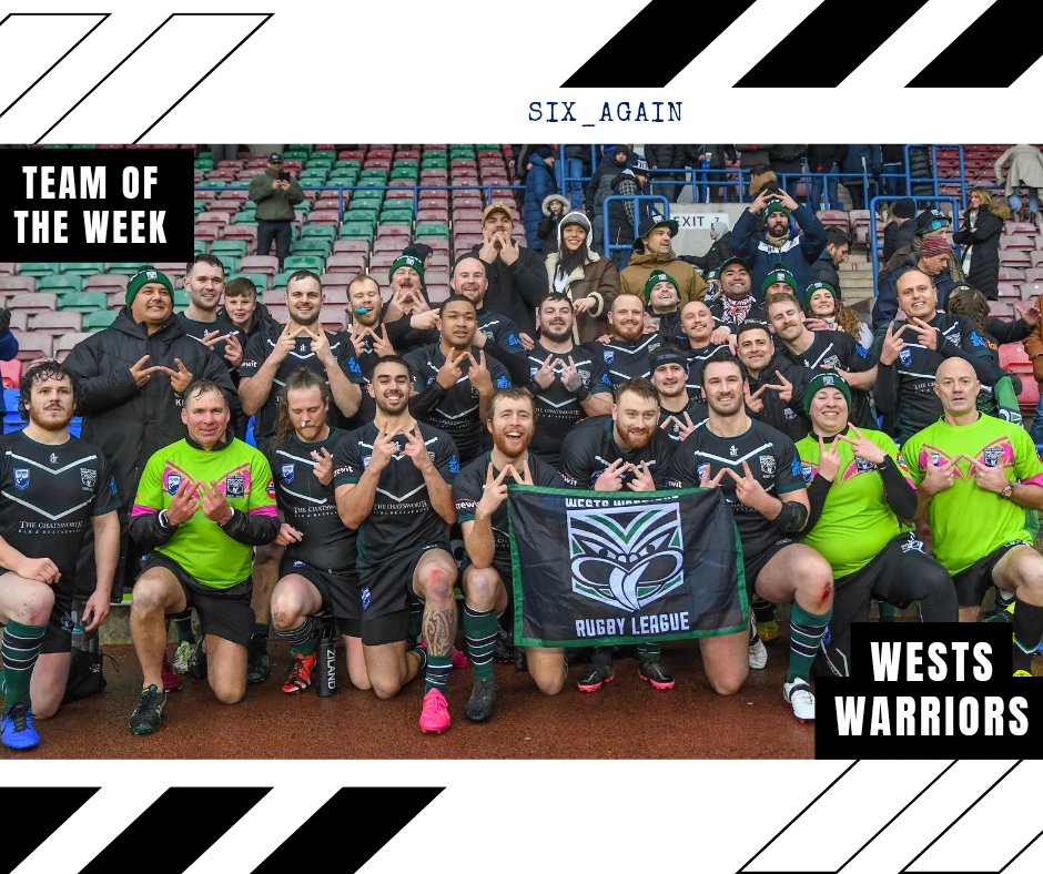 The Votes have been counted

The First <a href="/Six_Again/">Six_Again</a> Men's Team of The Week of the season are

<a href="/wests_warriors/">Wests Warriors</a>

An amazing 28-22 victory yesterday, while underdogs, to progress to The 3rd Round of <a href="/TheChallengeCup/">Betfred Challenge Cup</a>

Well Done to ALL involved 👏