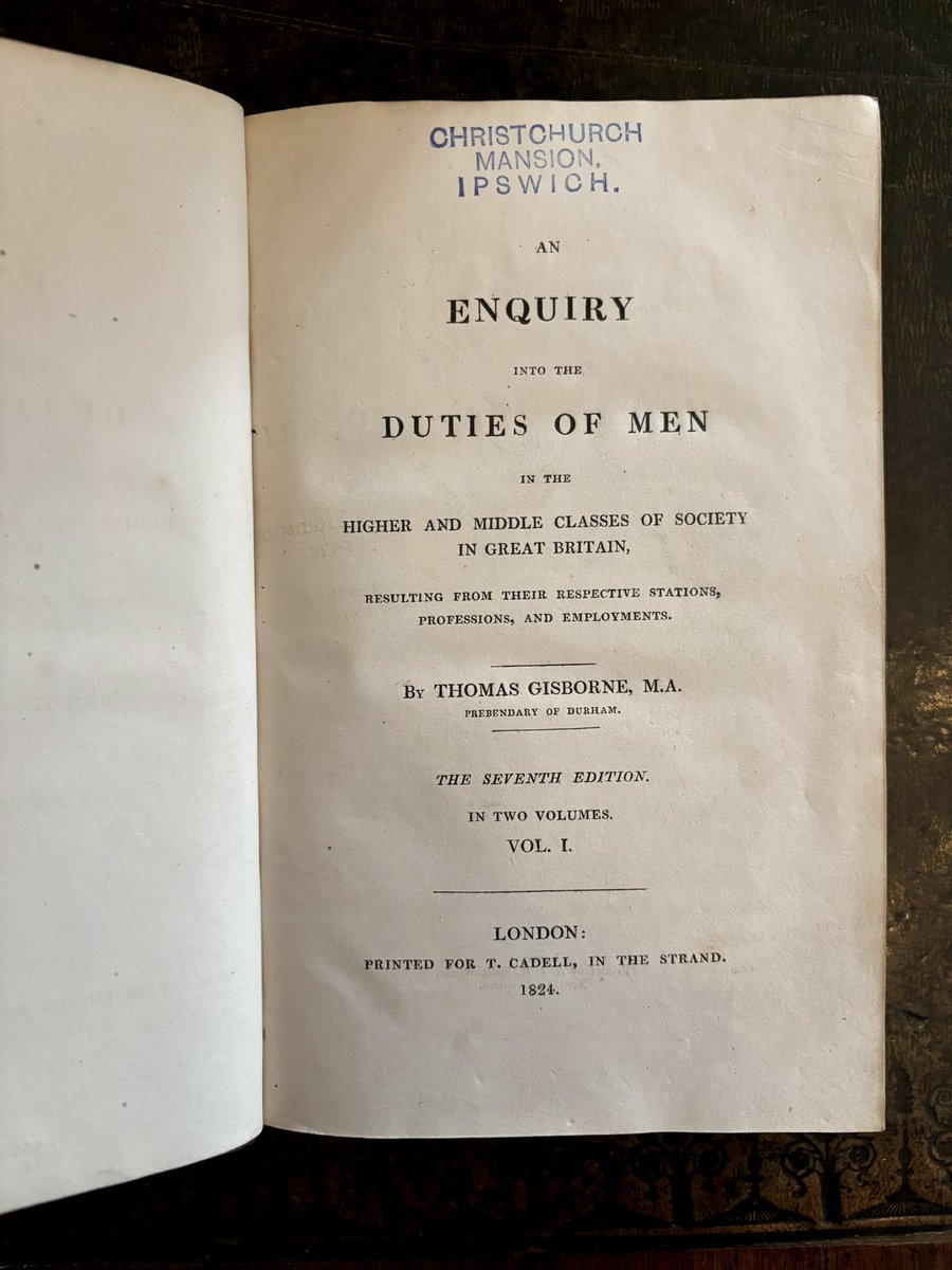 Another day in the Mansion library, this time researching Victorian ideals of masculinity (thanks Branwell) Fortunately William Charles Fonnereau’s edition of ‘Duties of Men’ was at hand, complete with original ink spot! ✒️ #ResearchUpdate #TeamBranwell 💛📖✨