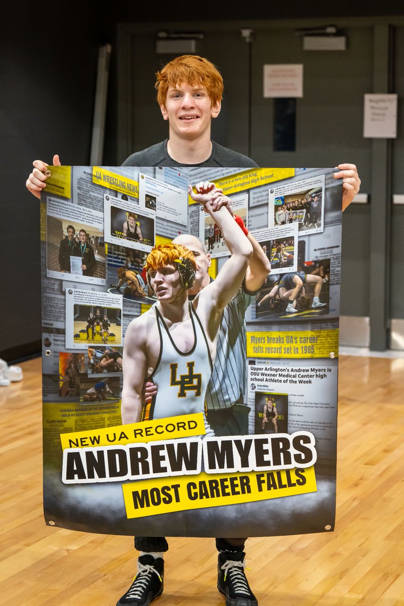 Congratulations to senior Golden Grappler Andrew Myers who broke the UAHS record for career falls yesterday! Andrew recorded his 79th career fall, breaking the record set by Scott Holman (‘85) which stood for a remarkable 39 years. Great job Andrew!