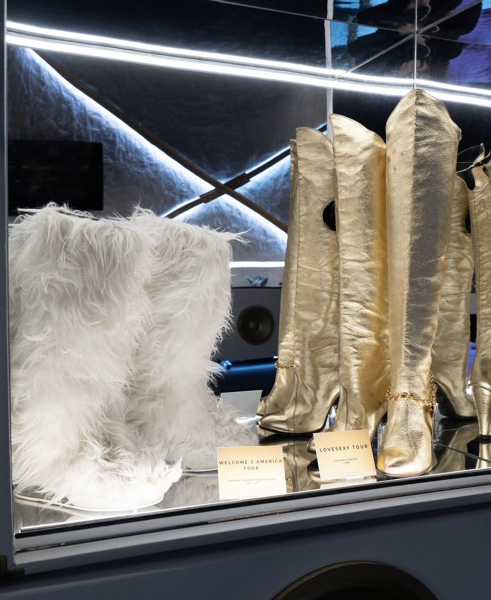 ALSO: On display now, featured next to the Welcome 2 America furry boots is a gold knee high metallic boot that was worn by Prince on the Lovesexy tour. Get your tix to come see these pieces at: paisleypark.com/tickets #paisleypark #prince4ever #prince #lovesexy #welcome2america