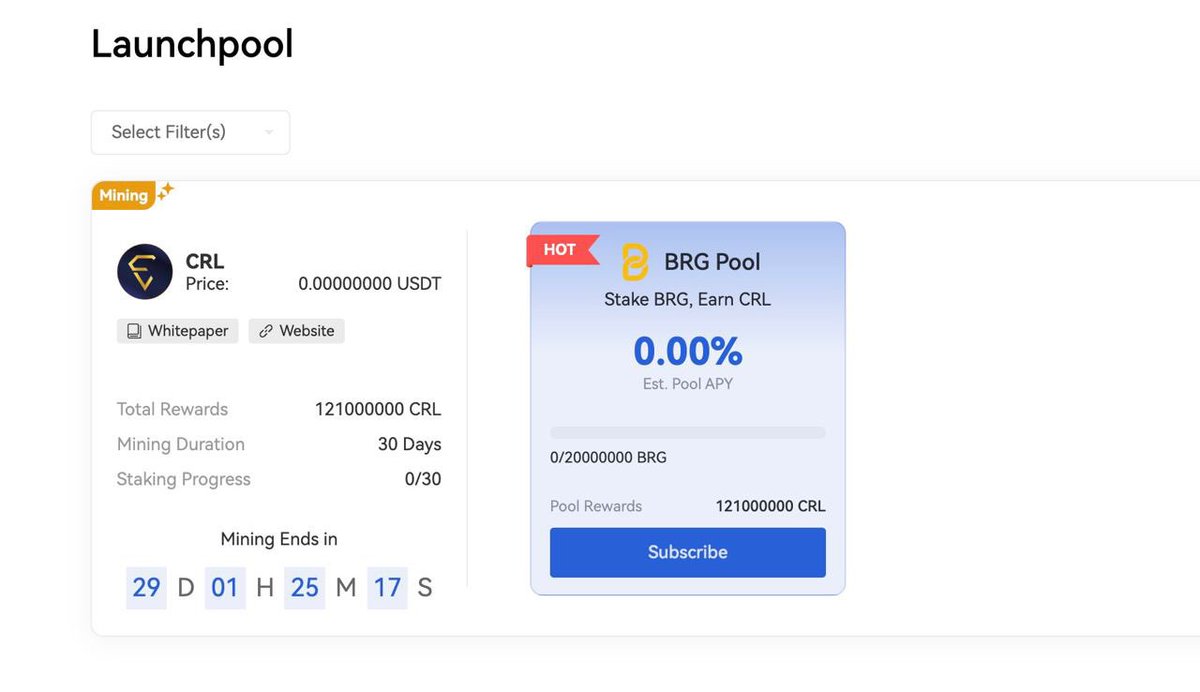 Dear Cryptolanders, from now on, you can stake $BRG and mine $CRL through the new feature of Cryptoland exchange in the #Launchpool section! We are always with you with creative ideas✌️ Start now👇 cryptoland.com/en/finance/sta… 👉 Please note that $CRL is currently not available for…