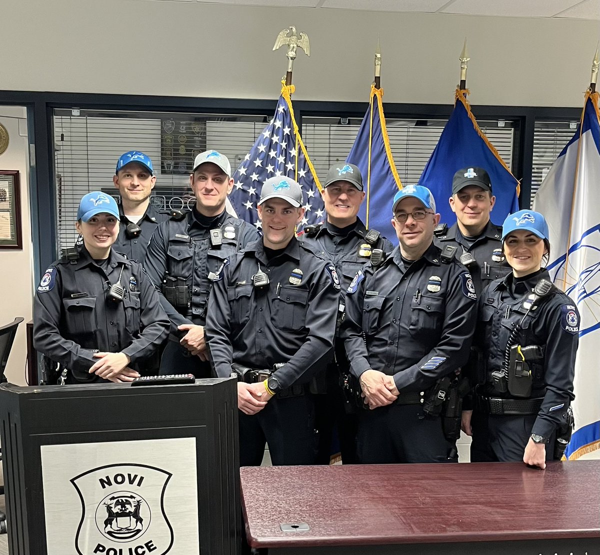 novipolice's tweet photo. Lions Spirit Day. Let's Go Lions. #OnePride @DetroitLions https://t.co/frg9YUsayQ