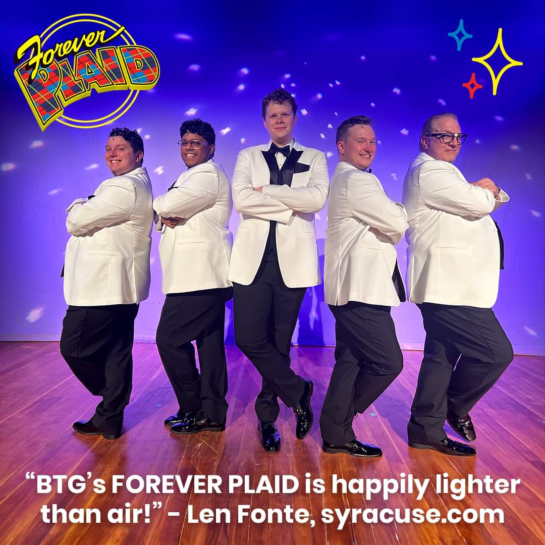 HC_Chorus's tweet photo. What a pleasure to join Baldwinsville Theatre Guild this afternoon before their production of "Forever Plaid"! So much fun to be able to share some barbershop music and history, teach some tags, and get the word out about this art form we love! 

🎟️ : https://t.co/VsGHWqgCBx https://t.co/kkzMIq1AmW