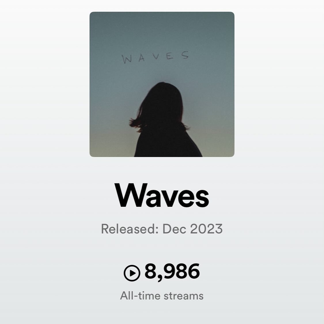 Nearly 9k streams on Waves EP thank you so much 🫶 Stream here: open.spotify.com/album/6xA893Bx…