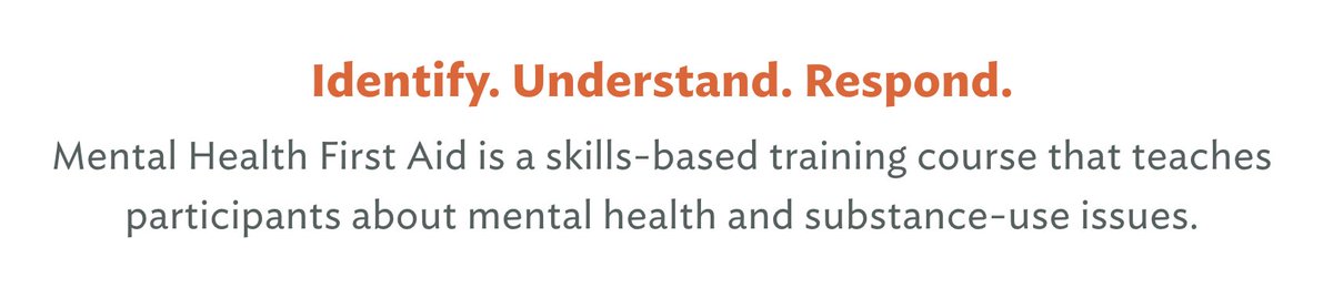 healthscienceconsortium.org/mental-health-… Free Wed Webinar, Jan 31, 4:00 - 5:00 PM. Gain skills on how to recognize signs & symptoms of mental health & substance use challenges, how to offer & provide initial help, & how to connect a person to appropriate support.