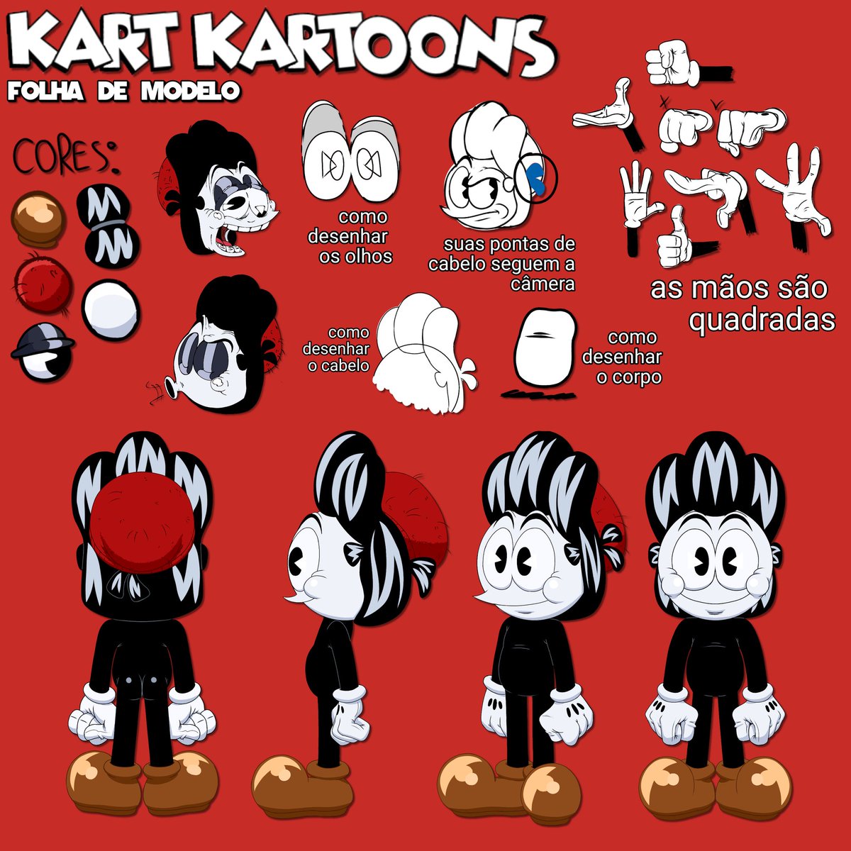 KartKartoons desing (in portuguese) #modelsheet #characterdesign #oc #cartoon #30scartoon #ocdesign #draw #drawing #paint #painting #digitalart #digitaldrawing #art #arte #drawn