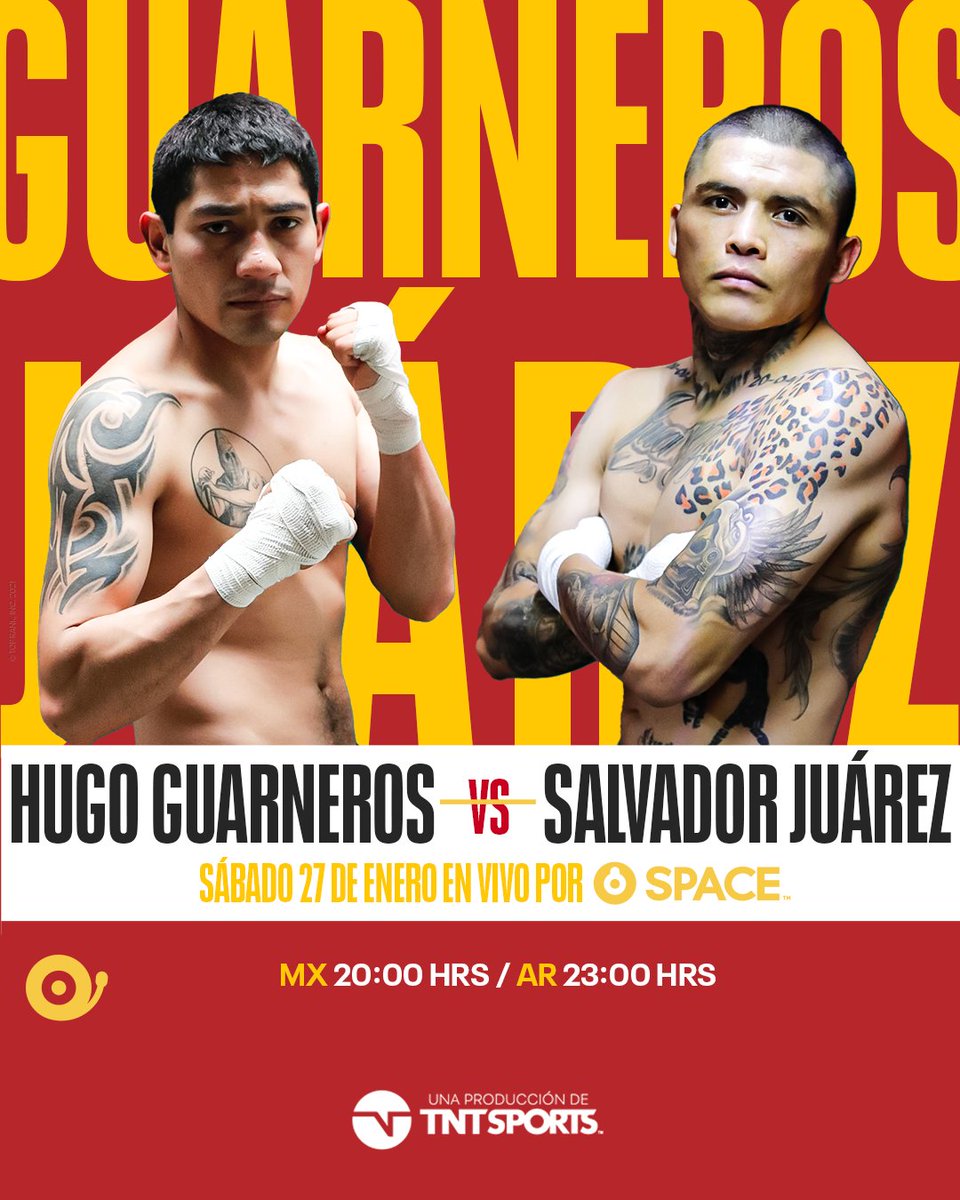 ¿Listos para una noche de #CombateSpace?  🥊

Los mexicanos Hugo Guarneros y Salvador Juárez lo dejarán todo en el ring, en una batalla de peso supermosca. 🛎️

🗓️ Sábado 27 de enero
⏰ 20:00 h 🇲🇽
⏰ 23:00 h 🇦🇷
📺 <a href="/canalspace/">Canal Space</a>