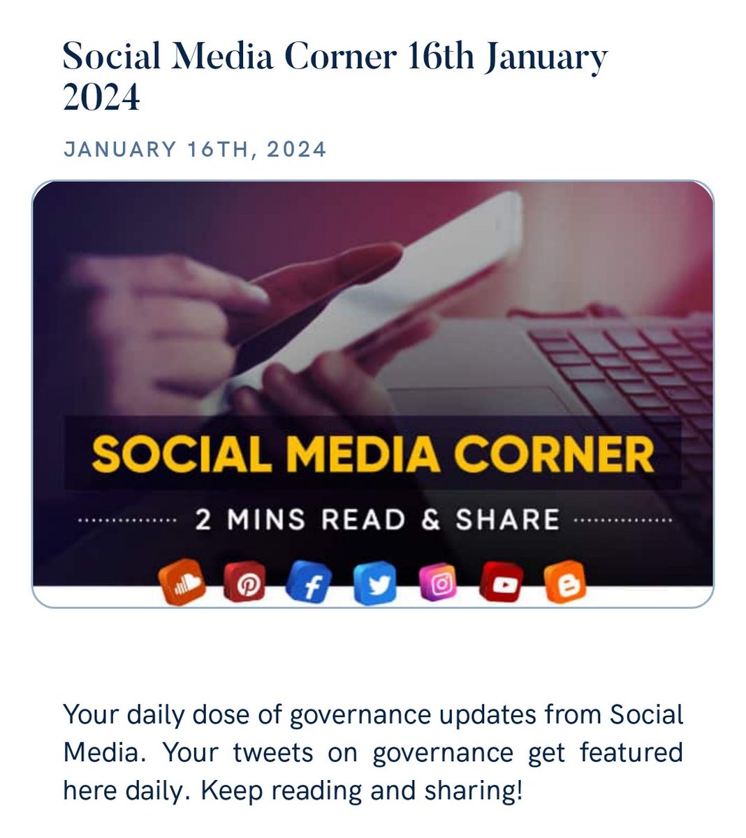 VariyaDipak's tweet photo. Social Media Corner 16th January 2024
https://t.co/ea2RVOdNzV via NaMo App https://t.co/Xfpv3VpoQs
