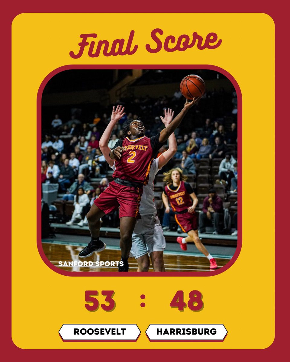 𝐅𝐢𝐧𝐚𝐥

Wow. Roosevelt takes down the top-ranked Tigers in overtime!

Jamre Tiger lead the way with 18 points off the bench 🙌

Riders just put the state on notice.

#SDPreps | 📸 <a href="/sanford_complex/">Sanford Sports Complex</a>