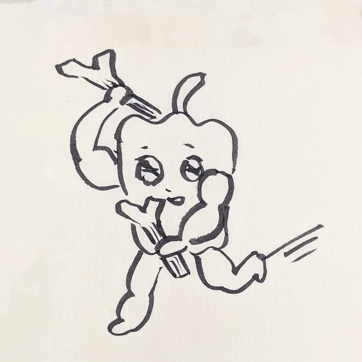 風邪にはねぎ！
#らくがき #イラスト #筋肉ピーマン