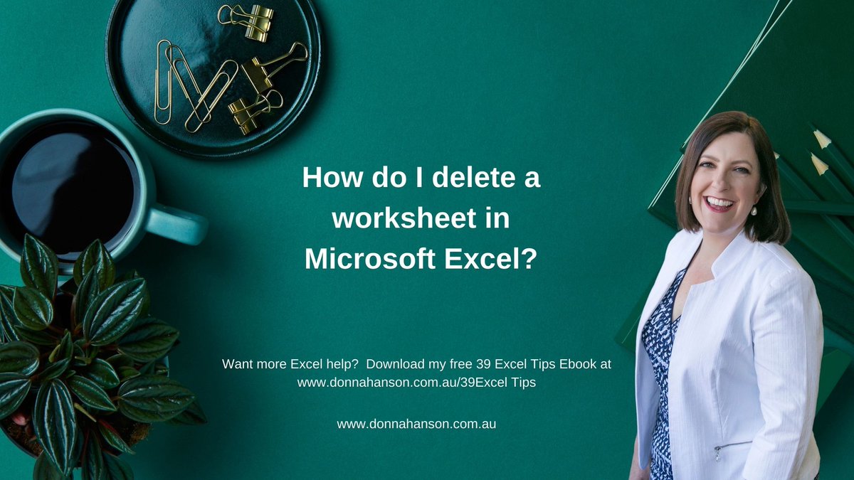 Donna_Hanson's tweet photo. Ever wondered how to delete just one worksheet in an Excel file. 

See how to do it in this short video 

Want to get productive with Microsoft programs? 

Download my free 39 Excel tips ebook at https://t.co/tfxg91Lj3K https://t.co/ltVFvYnhfQ