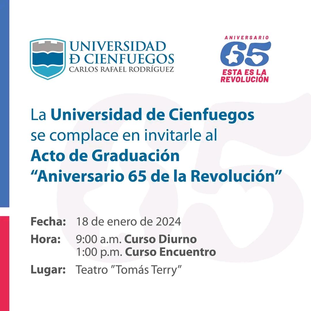 #UCf || #Noticia || #Graduación 🎓🥳🎉 #MiCasaUCf 🏛️💙😌

‼️Los Esperamos 👋😃‼️

💟+🔃

#SomosUCf #OrgulloUCf #Aniversario45  #UniversidadCubana #EducaciónSuperior #MES #CienfuegosEncanta #Cuba