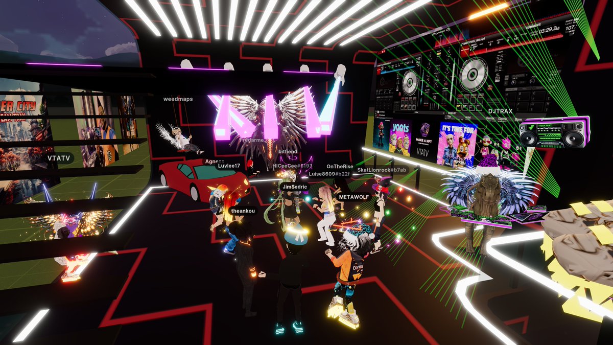 DJTRAXNFT's tweet photo. That escalated quickly! @decentraland Join us at 136,130 for a party with @MAKEANFT @vtatveth https://t.co/mcA0SMtYhb